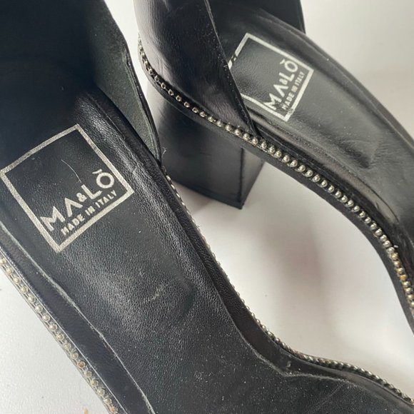 Ma & Lo Italy studded black heeled sandals open toe size 41 (10.5) - Picture 10 of 11